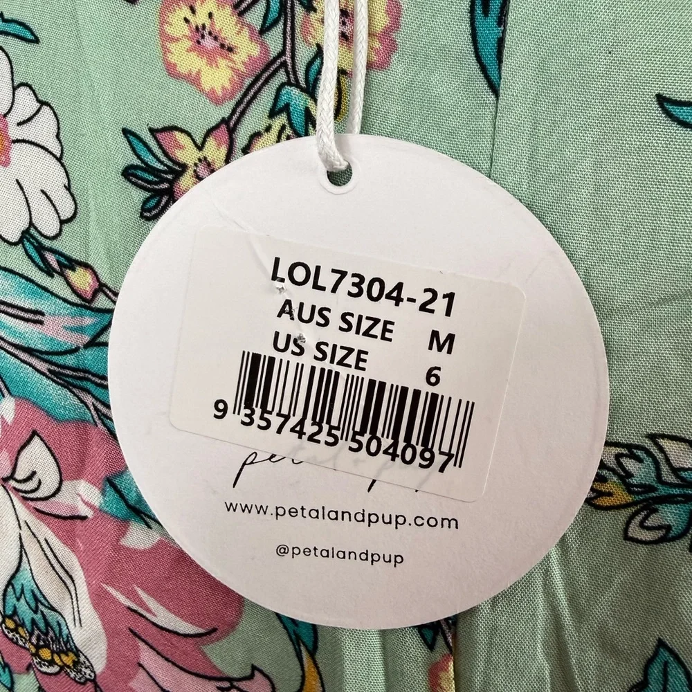 NWT Petal & Pup Mint colored print Dress with ruffle accents size 6